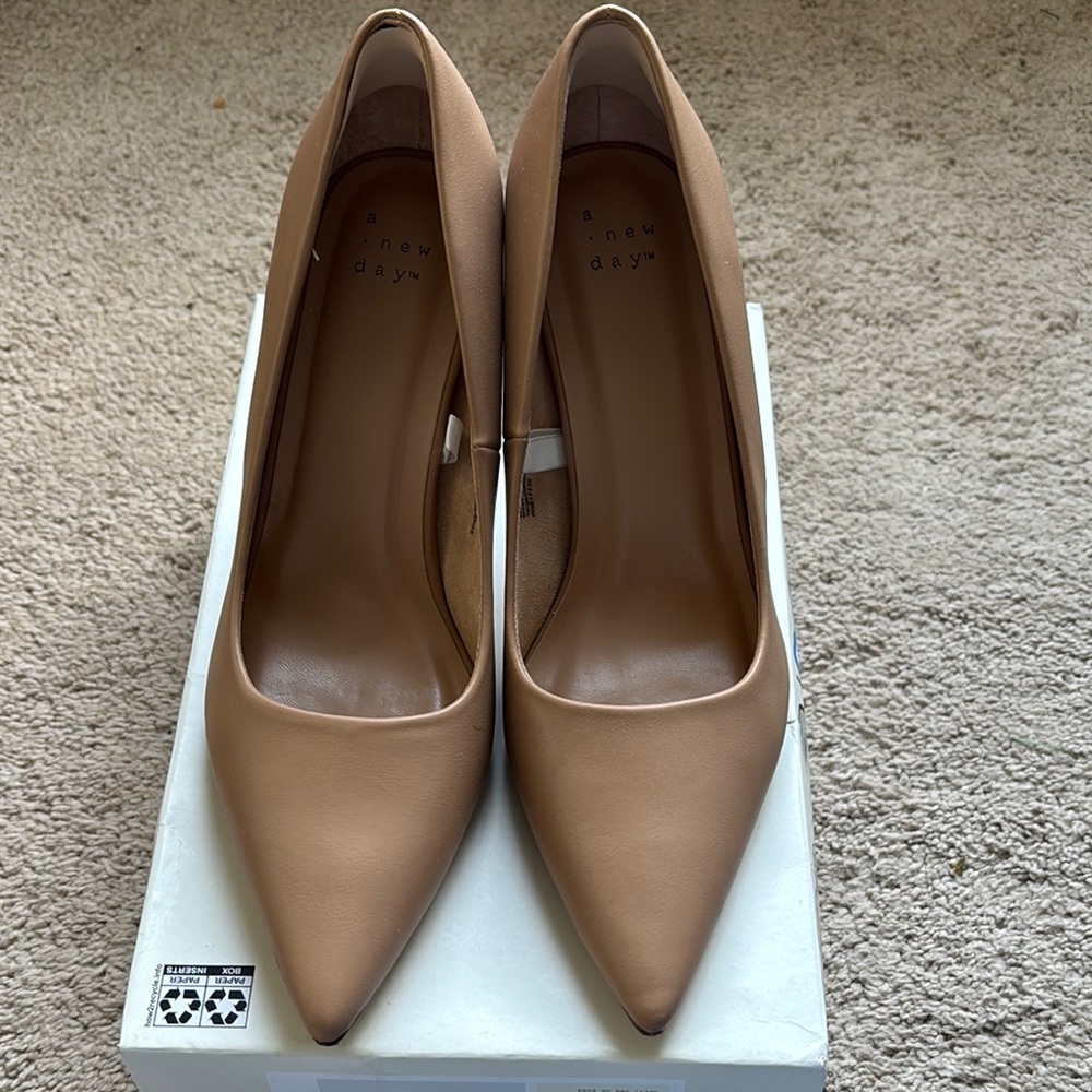 A New Day Tan Heels Classic Pointed-Toe Pumps